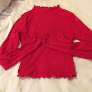 Red mock neck shirt